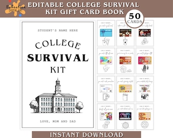 College Survival Kit Book Printable Gift Card Holder for College Students, High School Graduation Gift Card Holder, College Care Packages