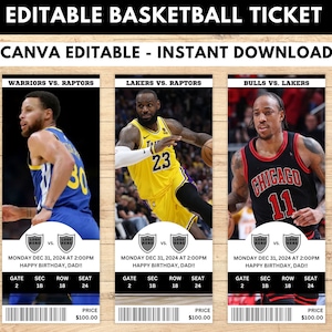 Entradas de Baloncesto Editables, Entradas Deportivas, Entradas Sorpresa de Baloncesto, Entradas Regalo de Baloncesto, Entradas Personalizadas, Entradas Deportivas, Imprimibles
