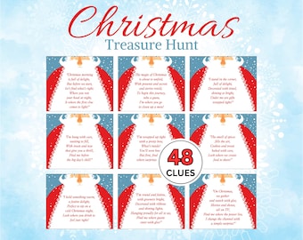 Christmas Treasure Hunt For kids and adults, Christmas Scavenger Hunt, Christmas Activity, Christmas games, Christmas Party Games, Clues