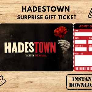 Druckbare HADESTOWN Broadway Karte, Hardestown Surprise Musical Sammlerkarte, bearbeitbares Theater Faux Event, Instant Download