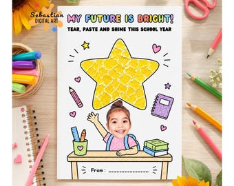 Back to School Torn Paper Craft, School Torn Paper Craft, DIY School Activity, Toddler Daycare Preschool Activity, Tissue Paper Activity