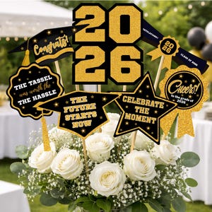 Graduation Centerpiece Sticks 2026, Abschlussfeier, Abschlussdekoration, Klasse von 2026, Namensstick, Abschlusssticks, 2026 sticks
