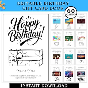 Editable Birthday Gift Card Book Last Minute Birthday Gift Adult Birthday Card Holder Customize in Canva | Instant Download, Edit and Print