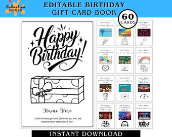 Editable Birthday Gift Card Book Last Minute Birthday Gift Adult Birthday Card Holder Customize in Canva | Instant Download, Edit and Print