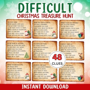 Caça ao tesouro de Natal difícil - Caça ao tesouro de Natal difícil - Caça ao tesouro de Natal para adultos - Caça ao tesouro desafiadora para adolescentes