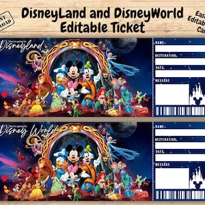 Überraschungs-Disneyland-Ticket, Disneyworld-Ticket, bearbeitbares Ticket, Überraschungs-Reveal-Ticket-Geschenk, Sofort-Download, Themenpark-Ticket