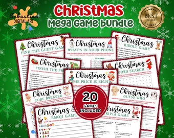 Christmas Game Bundle, Printable Family Games, Virtual Party Games, Christmas Activity, Office Party Games, Friendly Feud Trivia