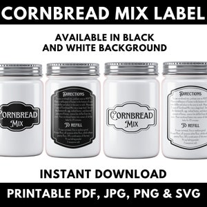 Printable Cornbread Mix Label, Pantry Label, Kitchen Label, Cornbread Label Printable, Cornbread Mix Label, Mix Labels, Kitchen Labels