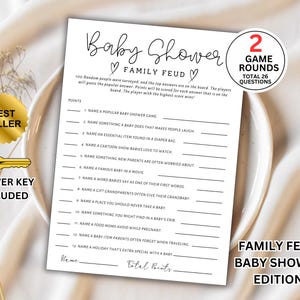 Baby Shower Games, Family Feud Baby Shower Game, Baby Shower Activity, Digital Download, Printable Editable Template, printable baby games