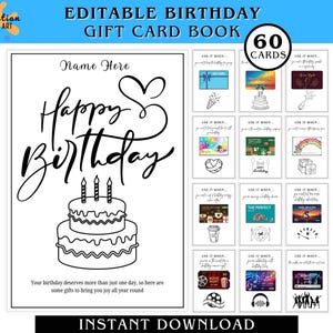 Editable Birthday Gift Card Book Last Minute Birthday Gift Adult Birthday Card Holder Customize in Canva | Instant Download, Edit and Print