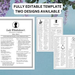 Programa de despedida de soltera de Lady Whistledown's Society Papers - Plantilla personalizable