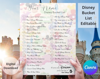 Disneyland Bucket List | Theme Park Bucket list, Printable | Instant Download