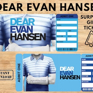 Druckbare DEAR EVAN HANSEN Broadway Überraschungskarte. Bearbeitbares Musiktheater Faux Event Eintritt Souvenir Andenken. pdf Sofortiger Download