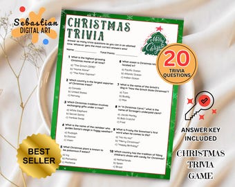 Printable Christmas Trivia Game, Christmas Party Game, Christmas Game for Large Group, Christmas Family Games, Trivia Night, Holiday Trivia