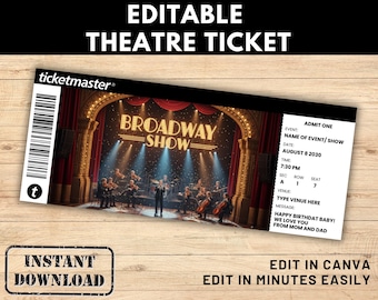 Bewerkbaar Broadway-ticket, Broadway Surprise-ticket, Broadway-cadeauticket, Broadway Custom Show-ticket, Broadway-shows souvenirticket