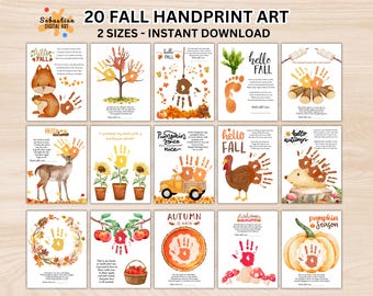 Fall Handprint Bundle, Printable Fall Handprint Craft for Kids, Fall Handprint Art, Autumn Handprint Craft, Fall Preschool Daycare Activity