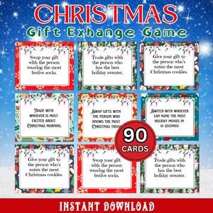 Christmas Gift Exchange Game, Printable Christmas Game, White Elephant Gift Exchange Cards, Christmas Family Game, Christmas Party Game