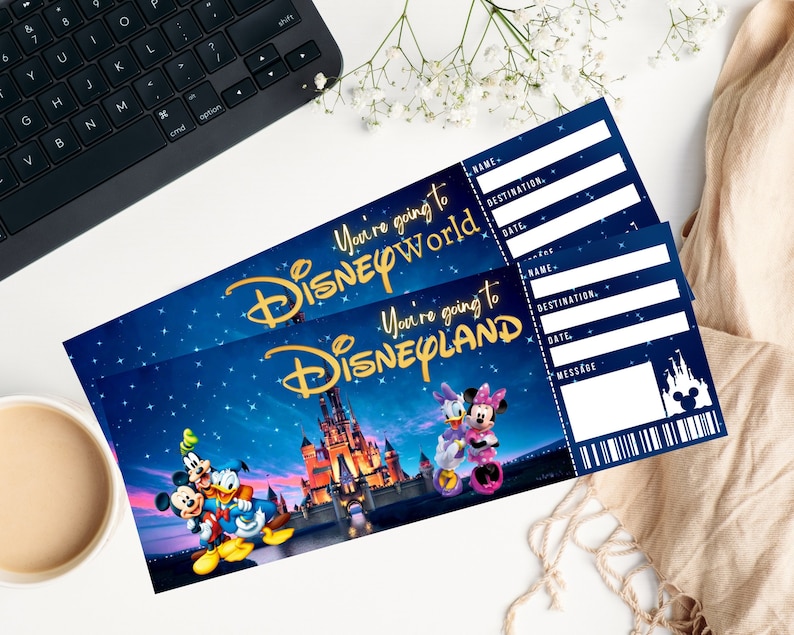 Surprise Disneyland Ticket, Disneyworld Ticket, Editable Ticket, Surprise Reveal Ticket Gift, Instant Download, Theme Park ticke image 4