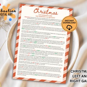 Christmas Left Right Game, Right Left Christmas Game, Christmas Pass the Gift Game, Christmas Exchange Game, Christmas Party Game, christmas
