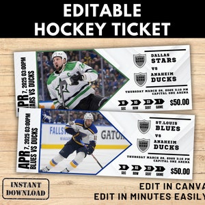 Bearbeitbares Überraschungs-Hockey-Spielticket, druckbares Sportüberraschungsticket, Hockey-Überraschungsticket, druckbares Hockeyticket, Hockeyticket,
