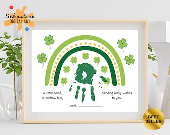 St Patrick's Day Handprint Craft For Preschool, St Patrick Homeschool Activity For Kids, St Patrick's Day Activity For Classroom Art Project