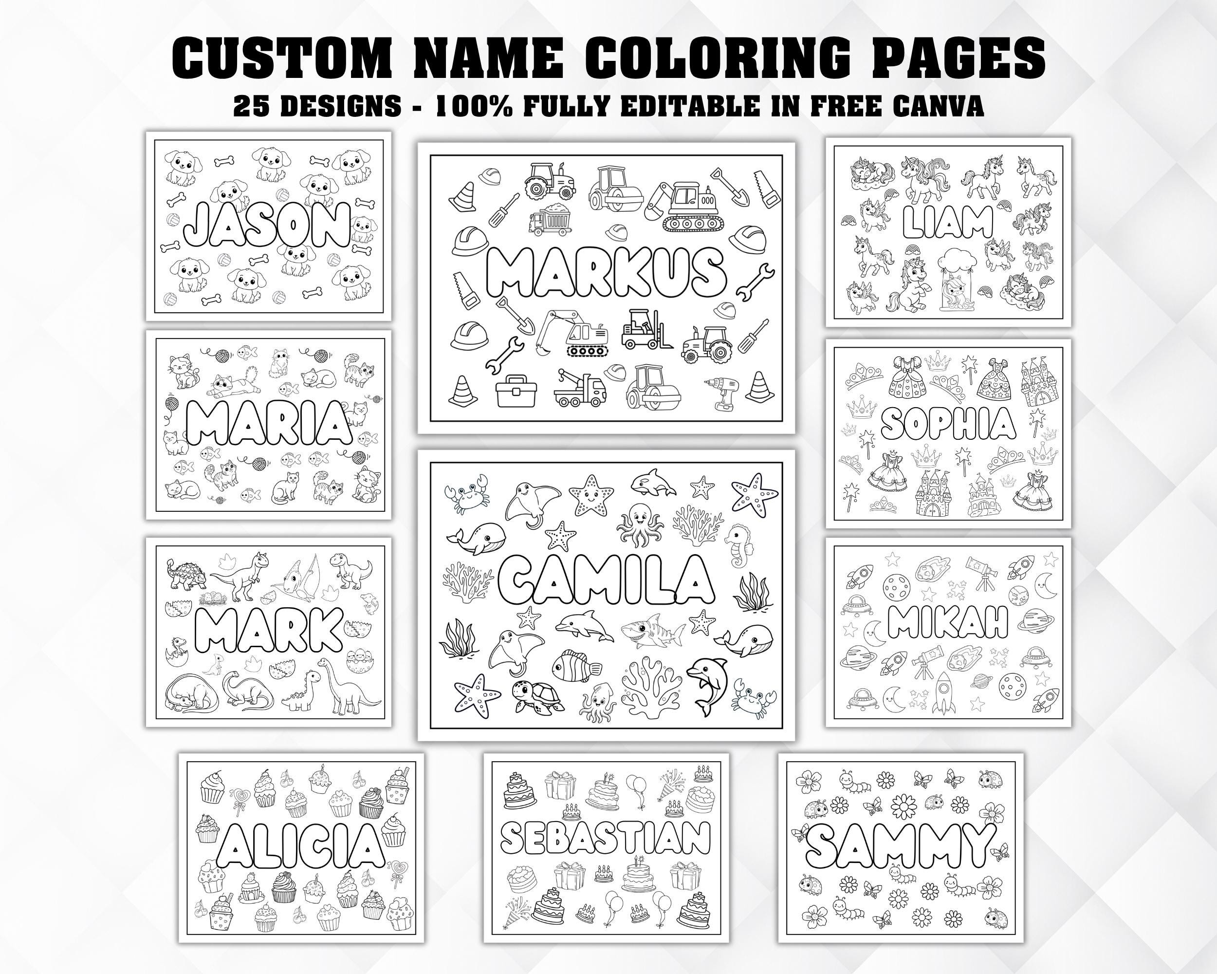 Custom Name Coloring Pages, Kids Activity Coloring Pages, 8.5x11 ...