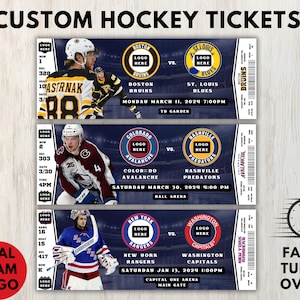 Hockeytickets, Benutzerdefinierte Hockeytickets, Sporttickets, Hockeyspieltickets, Ereignisgeschenk, Sporttickets, personalisiertes Ticket, Hockeyticket