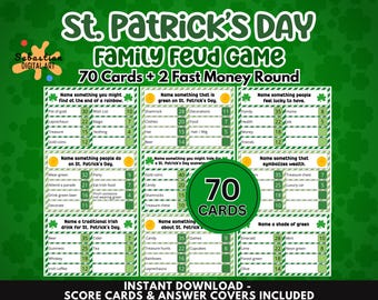 St Patrick's Day Friendly Feud Game, St Patrick's Day Trivia Quiz, St Patricks Day Family Feud, St Patricks Trivia Feud Game, St Pattys Feud