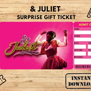 AND JULIET-Überraschungsticket und JULIET-Broadway-Ticket, Musical-Souvenir, Ticket-Stub-Konzert, Eintritt und Julia
