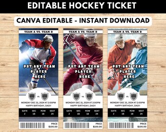 Boleto sorpresa editable para partido de hockey, boleto sorpresa deportivo imprimible, boleto sorpresa de hockey, boleto de hockey imprimible, boleto de hockey,