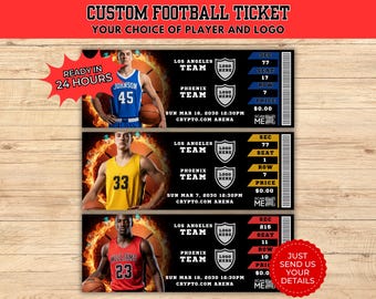 Custom Basketball Tickets, Sports Tickets, Basketball Surprise Ticket, Basketball Gift Ticket, Custom Tickets, Sports Tickets, Printable