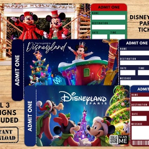 EDITIERBARE Karte DisneyLand Paris, Verzauberte Weihnachtskarte, bearbeitbare PDF-Datei, Sofort-Download, druckbare Karte