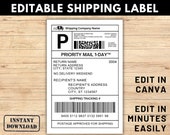 Editable Shipping Label Template, Editable Personalized Mail Label, Mail Shipping Label Template For Gift Box, Gag Gift Mail Label, Mail
