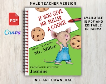 Se regali un biscotto al tuo insegnante, versione per insegnanti maschi, regalo di apprezzamento per insegnanti maschi, regalo di fine anno per insegnanti, modello di libro regalo