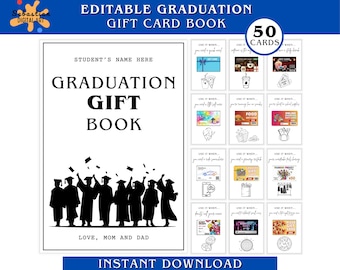 Editable Graduation Gift Card Book Template, Printable Last Minute College Graduation Gift Card Holder, Edit Print Canva Template, Gift Card