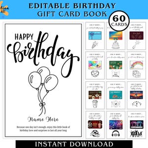 Editable Birthday Gift Card Book Last Minute Birthday Gift Adult Birthday Card Holder Customize in Canva | Instant Download, Edit and Print
