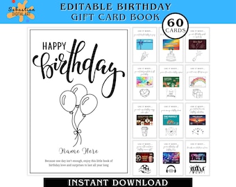 Editable Birthday Gift Card Book Last Minute Birthday Gift Adult Birthday Card Holder Customize in Canva | Instant Download, Edit and Print