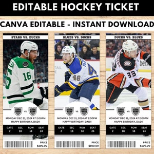Bearbeitbares Überraschungs-Hockey-Spielticket, druckbares Sport-Überraschungsticket, Hockey-Überraschungsticket, druckbares Hockey-Ticket, Hockey-Ticket,