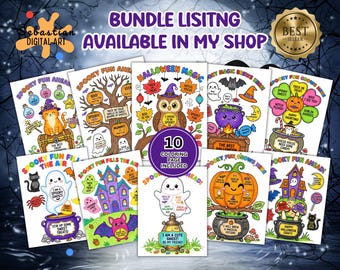 Halloween Coloring Page Bundle, Halloween Coloring Book, Halloween Coloring Sheet, Halloween Coloring Pages for Kids, Halloween Activities