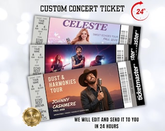 Entradas de concierto imprimibles personalizadas, descarga de entradas de conciertos, entradas de eventos personalizadas, archivo descargable de entradas de conciertos, entradas para imprimir en casa