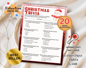 Printable Christmas Trivia Game, Christmas Party Game, Christmas Game for Large Group, Christmas Family Games, Trivia Night, Holiday Trivia
