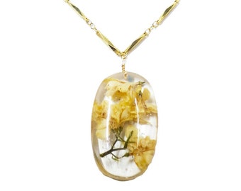 Real Flower Necklace, Real Flower Jewelry, Dried Flower Necklace