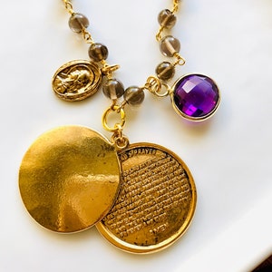 Miraculous Medal Necklace, Christian Jewelry, Christian Gifts, Locket Necklace, Gold Medallion Necklace
