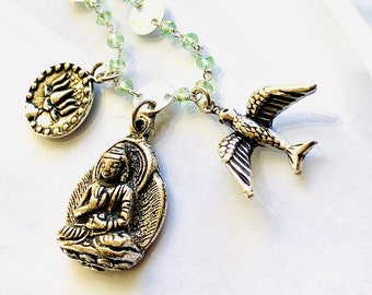 Buddha Necklace, Yoga Jewelry, Religious Necklace