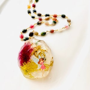 Terrarium Necklace, Botanical Necklace, Nature Jewelry, Plant Jewelry, Nature Lover gift, Tourmaline Necklace