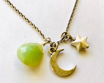 Moon and Star Necklace, Celestial Jewelry, Dainty Necklace