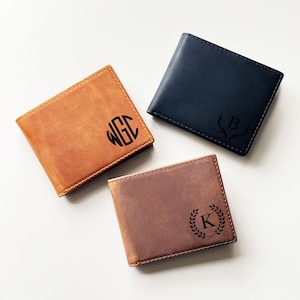 Cartera personalizada, cartera grabada, cartera para hombre, cartera para padrinos de boda, cartera de cuero personalizada, regalo para novio, regalo para el Día del Padre.