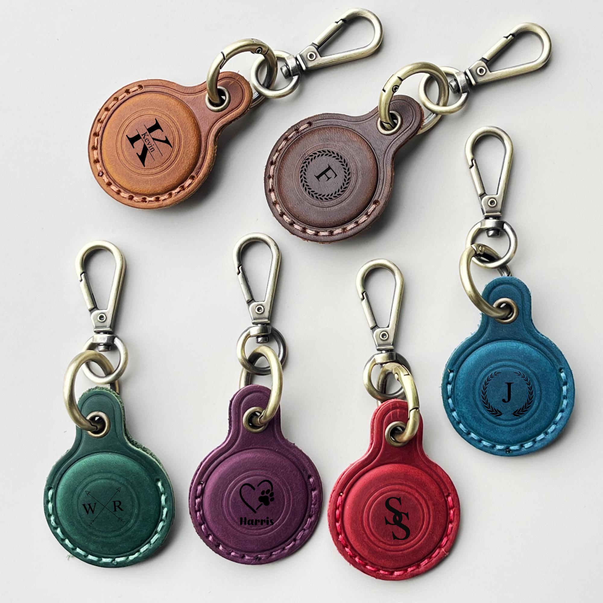 Northwind Personalized Leather Circle Keychain – Personalized Full Grain Key Ring Fob – Custom Monogrammed Charm With Gold Or Silver Foil – Handmade In USA Gift For Men & Women - Foto 10