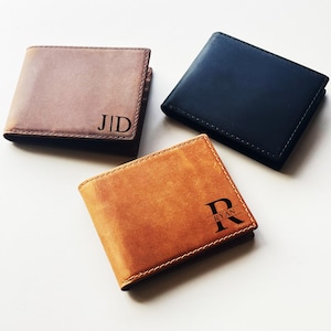 Cartera de cuero personalizada con identificación por radiofrecuencia (RFID), cartera de cuero grabada, regalo de aniversario para él, regalo para su esposo, regalo para su padre, regalo para el padrino, regalo de cumpleaños.