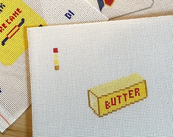Butter - Tiny Hand Painted Needlepoint Canvas